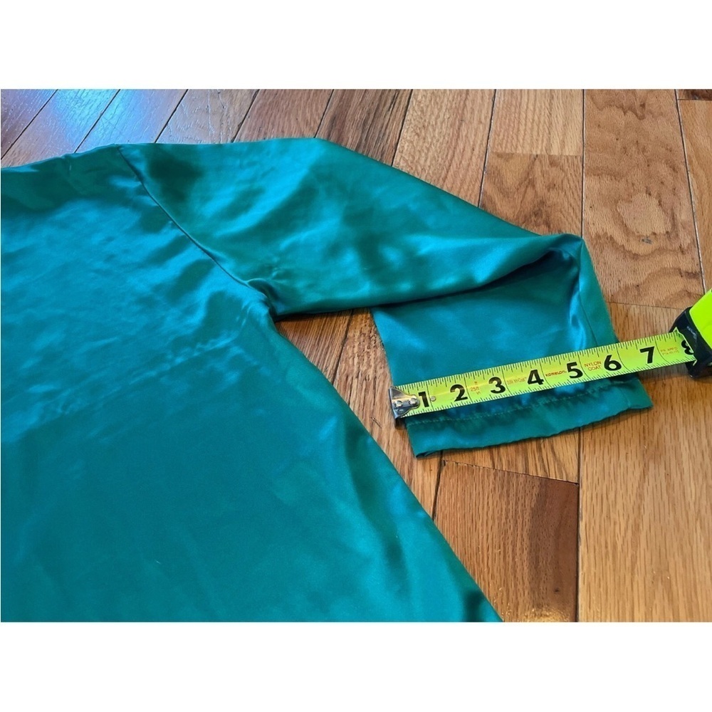 VTG Victoria's Secret Gold Label Green Satin Button Up Nightgown Womens Size M/L - Picture 11 of 12